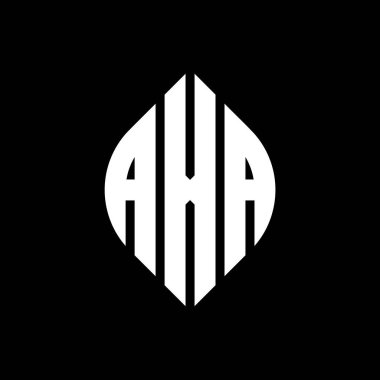 Çember ve elips şekilli AXA daire harf logosu tasarımı. Tipografik biçimli AXA elips harfleri. Üç baş harf daire şeklinde bir logo oluşturuyor. AXA Çember Amblemi Soyut Monogram Harf İşaretleyici Vektörü.