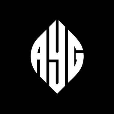 Dairesel ve elips şekilli AYG daire harf logosu tasarımı. Tipografik biçimli AYG elips harfleri. Üç baş harf daire şeklinde bir logo oluşturuyor. AYG Çember Amblemi Soyut Monogram Harf İşaretleyici Vektörü.