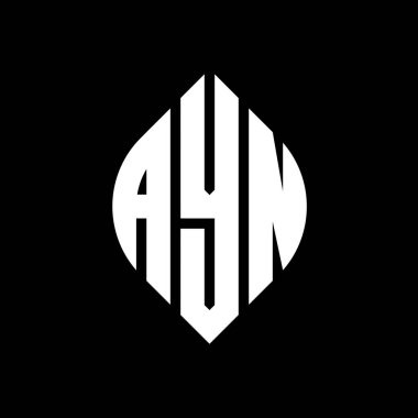 Çember ve elips şekilli AYN daire harfli logo tasarımı. Tipografik biçimli AYN elips harfleri. Üç baş harf daire şeklinde bir logo oluşturuyor. AYN Çember Amblemi Soyut Monogram Harf İşaretleyici Vektörü.