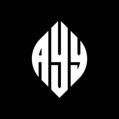 Çember ve elips şekilli AYY daire harf logosu tasarımı. Tipografik biçimli AYY elips harfleri. Üç baş harf daire şeklinde bir logo oluşturuyor. AYY Çember Amblemi Soyut Monogram Harf İşaretleyici Vektörü.