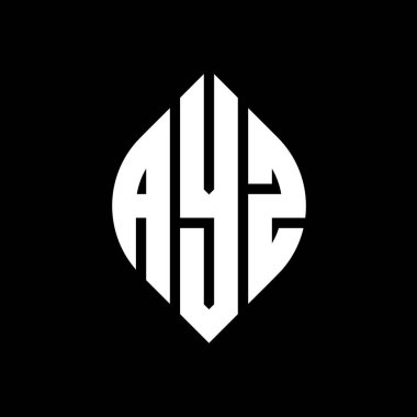 Dairesel ve elips şekilli AYZ daire harf logosu tasarımı. Tipografik biçimli AYZ elips harfleri. Üç baş harf daire şeklinde bir logo oluşturuyor. AYZ Çember Amblemi Soyut Monogram Harf İşaretleyici Vektörü.
