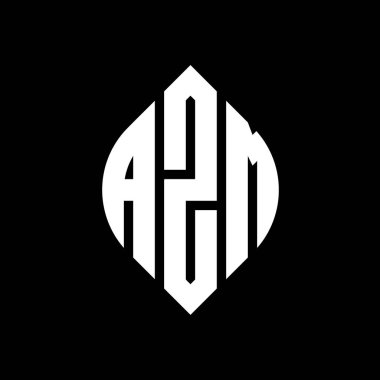 Çember ve elips şekilli AZM daire harf logosu tasarımı. Tipografik biçimli AZM elips harfleri. Üç baş harf daire şeklinde bir logo oluşturuyor. AZM Çember Amblemi Soyut Monogram Harf İşaretleyici Vektörü.