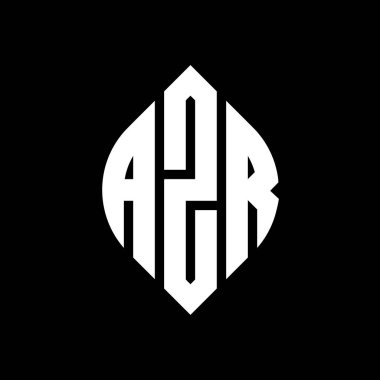 Çember ve elips şekilli AZR daire harf logosu tasarımı. Tipografik biçimli AZR elips harfleri. Üç baş harf daire şeklinde bir logo oluşturuyor. AZR Çember Amblemi Soyut Monogram Harf İşaretleyici Vektörü.