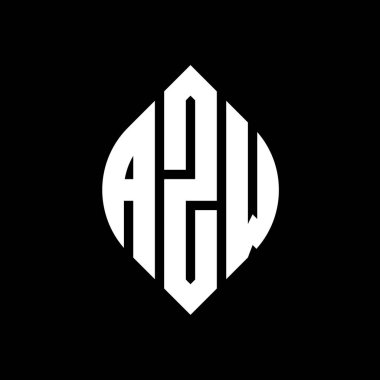 Çember ve elips şekilli AZW daire harf logosu tasarımı. Tipografik biçimli AZW elips harfleri. Üç baş harf daire şeklinde bir logo oluşturuyor. AZW Çember Amblemi Soyut Monogram Harf İşaretleyici Vektörü.