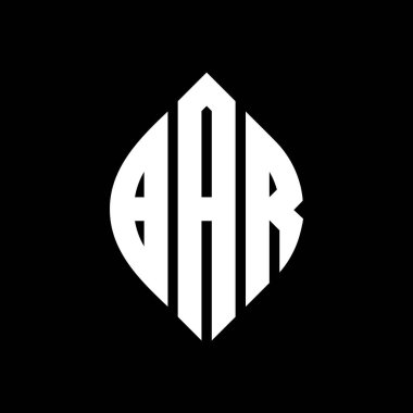 Çember ve elips şekilli bir harf logosu tasarımı. Baskı biçiminde elips harfler. Üç baş harf daire şeklinde bir logo oluşturuyor. BAR Circle Amblemi Soyut Monogram Harf İşaretleyici Vektörü.