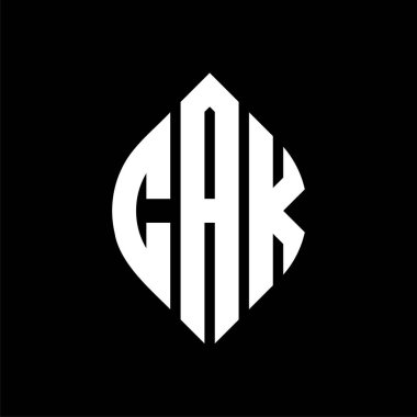 Çember ve elips şekilli CAK daire harf logosu tasarımı. Tipografik biçimli CAK elips harfleri. Üç baş harf daire şeklinde bir logo oluşturuyor. CAK Çemberi Amblemi Soyut Monogram Harf İşaretleme Vektörü.