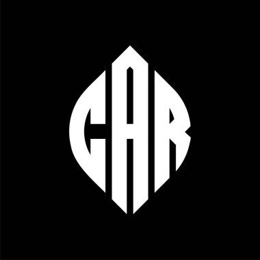 Çember ve elips şekilli CAR yuvarlak harf logosu tasarımı. Typographic tarzında elips harfler. Üç baş harf daire şeklinde bir logo oluşturuyor. Otomobil Çemberi Amblemi Soyut Monogram Harf İşaretleme Vektörü.