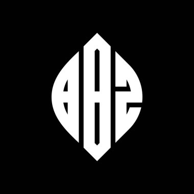 Çember ve elips şekilli BBZ daire harf logosu tasarımı. Tipografik biçimli BBZ elips harfleri. Üç baş harf daire şeklinde bir logo oluşturuyor. BBZ Çember Amblemi Soyut Monogram Harf İşaretleyici Vektörü.