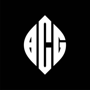 Çember ve elips şekilli BCG daire harf logosu tasarımı. Tipografik biçimli BCG elips harfleri. Üç baş harf daire şeklinde bir logo oluşturuyor. BCG Çember Amblemi Soyut Monogram Harf İşaretleyici Vektörü.