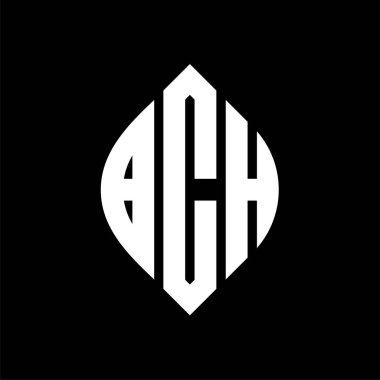 Çember ve elips şekilli BCH daire harf logosu tasarımı. Baskı biçiminde elips harfler. Üç baş harf daire şeklinde bir logo oluşturuyor. BCH Çemberi Amblemi Soyut Monogram Harf İşaretleme Vektörü.