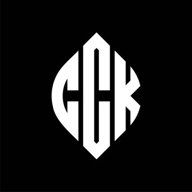 Çember ve elips şekilli CCK daire harf logosu tasarımı. Tipografik biçimli CCK elips harfleri. Üç baş harf daire şeklinde bir logo oluşturuyor. CCK Çemberi Amblemi Soyut Monogram Harf İşaretleyici Vektörü.