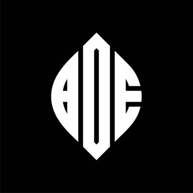 Çember ve elips şekilli BDE daire harf logosu tasarımı. Tipografik biçimli BDE elips harfleri. Üç baş harf daire şeklinde bir logo oluşturuyor. BDE Çemberi Amblemi Soyut Monogram Harf İşaretleyici Vektörü.