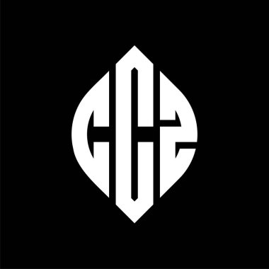 CCZ daire harf logosu dizaynı daire ve elips şeklinde. Tipografik şekilli CCZ elips harfleri. Üç baş harf daire şeklinde bir logo oluşturuyor. CCZ Çember Amblemi Soyut Monogram Harf İşaretleme Vektörü.