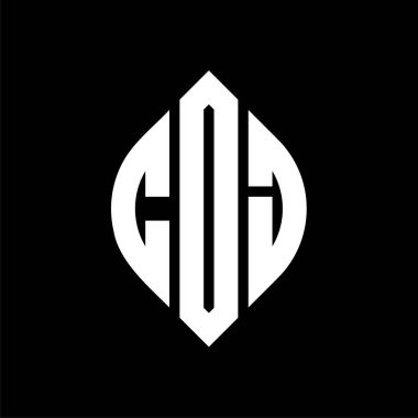 Çember ve elips şekilli CDJ daire harf logosu tasarımı. Tipografik tarzda CDJ elips harfleri. Üç baş harf daire şeklinde bir logo oluşturuyor. CDJ Çember Amblemi Soyut Monogram Harf İşaretleyici Vektörü.
