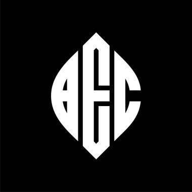 Çember ve elips şekilli BEC daire harf logosu tasarımı. BEC elips harfleri tipografik tarzda. Üç baş harf daire şeklinde bir logo oluşturuyor. BEC Çemberi Amblemi Soyut Monogram Harf İşaretleme Vektörü.