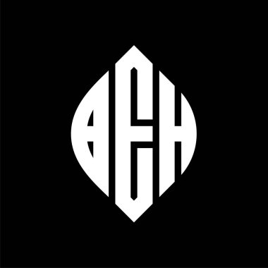 Çember ve elips şekilli BEH daire harf logosu tasarımı. Typographic tarzında BEH elips harfleri. Üç baş harf daire şeklinde bir logo oluşturuyor. BEH Çemberi Amblemi Soyut Monogram Harf İşaretleme Vektörü.