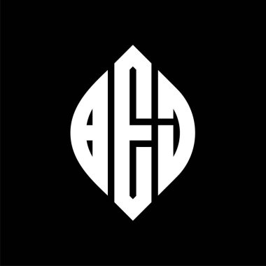 Çember ve elips şekilli BEJ daire harf logosu tasarımı. BEJ elips harfleri tipografik tarzda. Üç baş harf daire şeklinde bir logo oluşturuyor. BEJ Çember Amblemi Soyut Monogram Harf İşaretleme Vektörü.