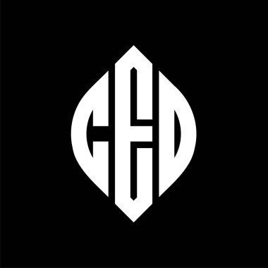 Çember ve elips şekilli CED daire harf logosu tasarımı. Tipografik biçimli CED elips harfleri. Üç baş harf daire şeklinde bir logo oluşturuyor. CED Çember Amblemi Soyut Monogram Harf İşaretleme Vektörü.