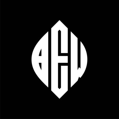 Çember ve elips şekilli BEW daire harf logosu tasarımı. Typographic tarzında BEW elips harfleri. Üç baş harf daire şeklinde bir logo oluşturuyor. BEW Çemberi Amblemi Soyut Monogram Harf İşaretleme Vektörü.