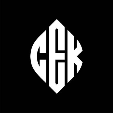 Çember ve elips şekilli CEK daire harf logosu tasarımı. CEK elips harfleri tipografik tarzda. Üç baş harf daire şeklinde bir logo oluşturuyor. CEK Çemberi Amblemi Soyut Monogram Harf İşaretleme Vektörü.