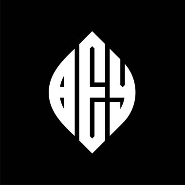 Çember ve elips şekilli BEY daire harf logosu tasarımı. Typographic tarzında BEY elips harfleri. Üç baş harf daire şeklinde bir logo oluşturuyor. BEY Çemberi Amblemi Soyut Monogram Harf İşaretleme Vektörü.