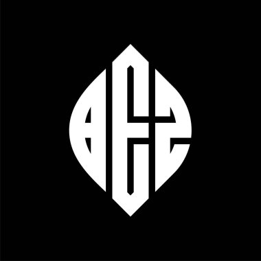 Çember ve elips şekilli BEZ daire harf logosu tasarımı. Typographic tarzında BEZ elips harfleri. Üç baş harf daire şeklinde bir logo oluşturuyor. BEZ Çemberi Amblemi Soyut Monogram Harf İşaretleme Vektörü.