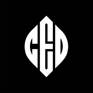 CEO yuvarlak harfli logo dizaynı daire ve elips şeklinde. Baskı tarzında CEO Elips mektupları. Üç baş harf daire şeklinde bir logo oluşturuyor. CEO Çemberi Amblemi Soyut Monogram Harf İşaretleme Vektörü.