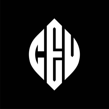 Çember ve elips şekilli CEV daire harf logosu tasarımı. CEV elips harfleri tipografik tarzda. Üç baş harf daire şeklinde bir logo oluşturuyor. CEV Çember Amblemi Soyut Monogram Harf İşaretleme Vektörü.