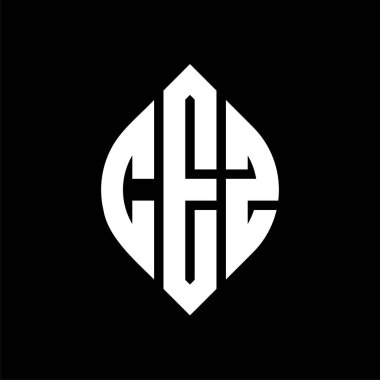 Çember ve elips şekilli CEZ daire harf logosu tasarımı. CEZ elips harfleri tipografik tarzda. Üç baş harf daire şeklinde bir logo oluşturuyor. CEZ Çember Amblemi Soyut Monogram Harf İşaretleyici Vektörü.
