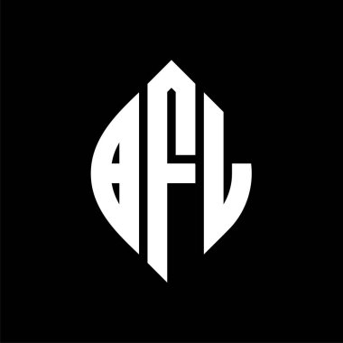 Çember ve elips şekilli BFL daire harf logosu tasarımı. Tipografik biçimli BFL elips harfleri. Üç baş harf daire şeklinde bir logo oluşturuyor. BFL Çember Amblemi Soyut Monogram Harf İşaretleyici Vektörü.