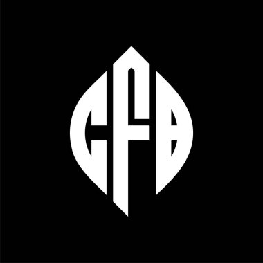 Çember ve elips şekilli CFB daire harf logosu tasarımı. Tipografik biçimli CFB elips harfleri. Üç baş harf daire şeklinde bir logo oluşturuyor. CFB Çemberi Amblemi Soyut Monogram Harf İşaretleyici Vector.CFB daire harfli logo tasarımı daire ve ellip