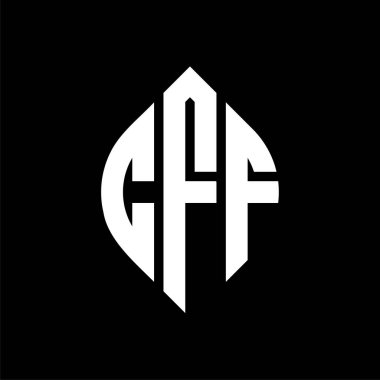 Çember ve elips şekilli CFF daire harf logosu tasarımı. Tipografik tarzda CFF elips harfleri. Üç baş harf daire şeklinde bir logo oluşturuyor. CFF Çember Amblemi Soyut Monogram Harf İşaretleyici Vektörü.