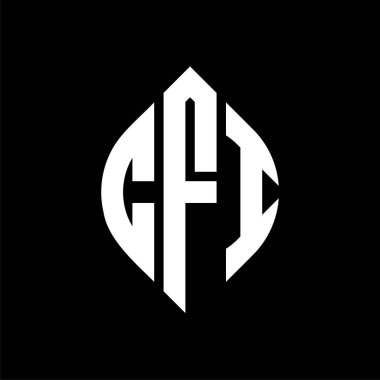 Çember ve elips şekilli CFI daire harf logosu tasarımı. Tipografik şekilli CFI elips harfleri. Üç baş harf daire şeklinde bir logo oluşturuyor. CFI Çember Amblemi Soyut Monogram Harf İşaretleyici Vektörü.