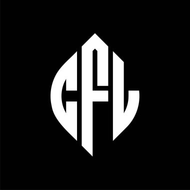Çember ve elips şekilli CFL daire harf logosu tasarımı. Tipografik biçimli CFL elips harfleri. Üç baş harf daire şeklinde bir logo oluşturuyor. CFL Çember Amblemi Soyut Monogram Harf İşaretleyici Vektörü.