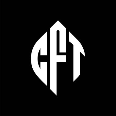Çember ve elips şekilli CFT daire harf logosu tasarımı. Tipografik biçimli CFT elips harfleri. Üç baş harf daire şeklinde bir logo oluşturuyor. CFT Çember Amblemi Soyut Monogram Harf İşaretleyici Vektörü.