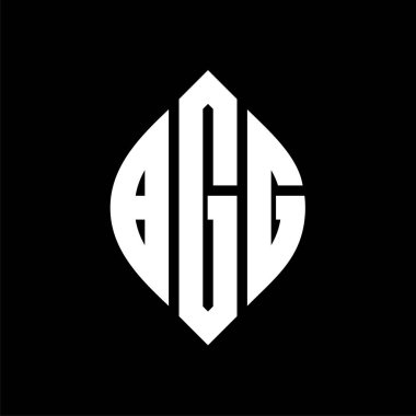 Çember ve elips şekilli BGG daire harf logosu tasarımı. Tipografik biçimli BGG elips harfleri. Üç baş harf daire şeklinde bir logo oluşturuyor. BGG Çember Amblemi Soyut Monogram Harf İşaretleyici Vektörü.