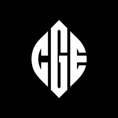 Çember ve elips şekilli CGE daire harf logosu tasarımı. Tipografik şekilli CGE elips harfleri. Üç baş harf daire şeklinde bir logo oluşturuyor. CGE Çemberi Amblemi Soyut Monogram Harf İşareti Vektörü. Çember ve ellip ile CGE daire harf logosu tasarımı
