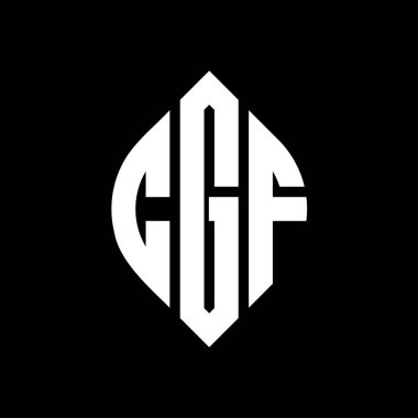 Çember ve elips şekilli CGF daire harf logosu tasarımı. Tipografik biçimli CGF elips harfleri. Üç baş harf daire şeklinde bir logo oluşturuyor. CGF Çember Amblemi Soyut Monogram Harf İşaretleyici Vektörü.