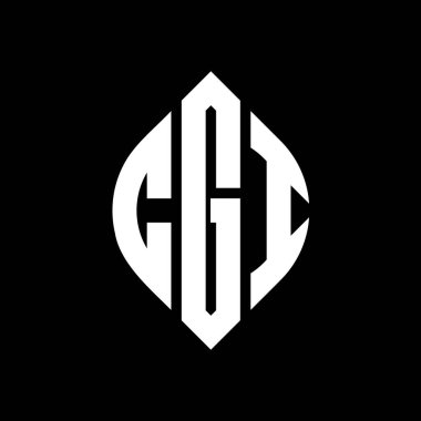 Çember ve elips şekilli CGI daire harf logosu tasarımı. Tipografik şekilli elips harfler. Üç baş harf daire şeklinde bir logo oluşturuyor. CGI Çember Amblemi Soyut Monogram Harf İşaretleyici Vektörü.