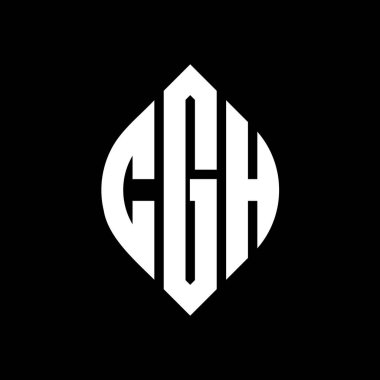 Çember ve elips şekilli CGH daire harf logosu tasarımı. Tipografik şekilli CGH elips harfleri. Üç baş harf daire şeklinde bir logo oluşturuyor. CGH Çemberi Amblemi Soyut Monogram Harf İşaretleme Vektörü.