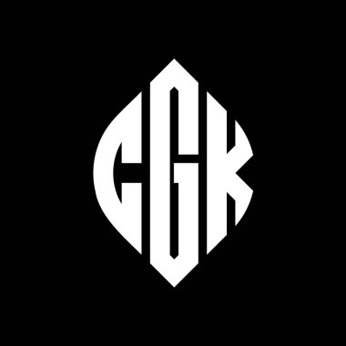 Çember ve elips şekilli CGK daire harf logosu tasarımı. Tipografik biçimli CGK elips harfleri. Üç baş harf daire şeklinde bir logo oluşturuyor. CGK Çember Amblemi Soyut Monogram Harf İşaretleyici Vektörü.