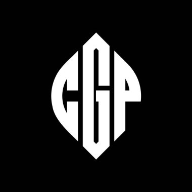Çember ve elips şekilli CGP daire harf logosu tasarımı. Tipografik biçimli CGP elips harfleri. Üç baş harf daire şeklinde bir logo oluşturuyor. CGP Çember Amblemi Soyut Monogram Harf İşaretleyici Vektörü.