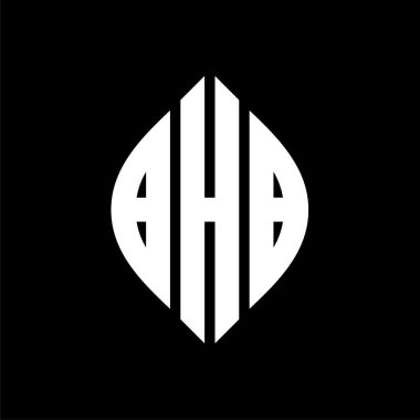 Çember ve elips şekilli BHB daire harf logosu tasarımı. Tipografik biçimli BHB elips harfleri. Üç baş harf daire şeklinde bir logo oluşturuyor. BHB Çember Amblemi Soyut Monogram Harf İşaretleyici Vektörü.