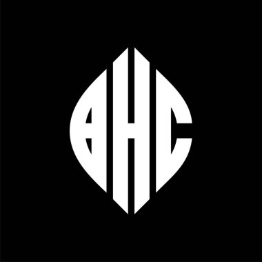 Çember ve elips şekilli BHC daire harf logosu tasarımı. Tipografik biçimli BHC elips harfleri. Üç baş harf daire şeklinde bir logo oluşturuyor. BHC Çember Amblemi Soyut Monogram Harf İşaretleyici Vektörü.