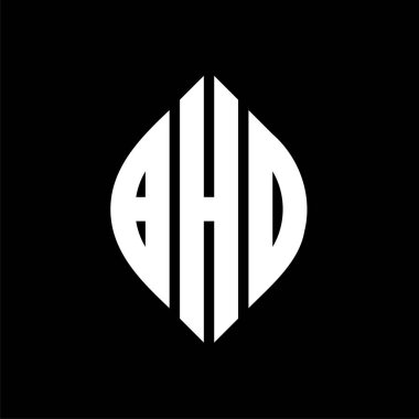 Çember ve elips şekilli BHD daire harf logosu tasarımı. Tipografik biçimli BHD elips harfleri. Üç baş harf daire şeklinde bir logo oluşturuyor. BHD Çember Amblemi Soyut Monogram Harf İşaretleyici Vektörü.