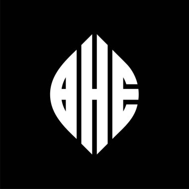 Çember ve elips şekilli BHE daire harf logosu tasarımı. Tipografik tarzda BHE elips harfleri. Üç baş harf daire şeklinde bir logo oluşturuyor. BHE Çember Amblemi Soyut Monogram Harf İşaretleme Vektörü.