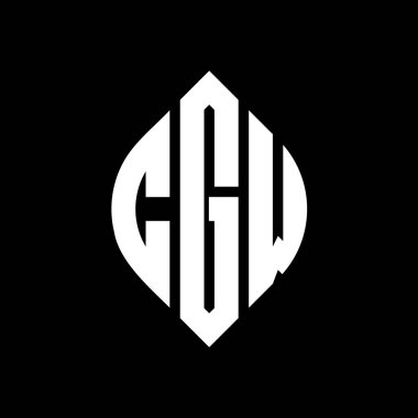 Çember ve elips şekilli CGW daire harf logosu tasarımı. Tipografik biçimli CGW elips harfleri. Üç baş harf daire şeklinde bir logo oluşturuyor. CGW Çember Amblemi Soyut Monogram Harf İşaretleyici Vektörü.