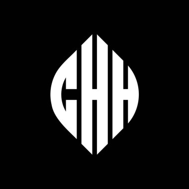 Çember ve elips şekilli CHH daire harf logosu tasarımı. Tipografik tarzda CHH elips harfleri. Üç baş harf daire şeklinde bir logo oluşturuyor. CHH Çember Amblemi Soyut Monogram Harf İşaretleme Vektörü.