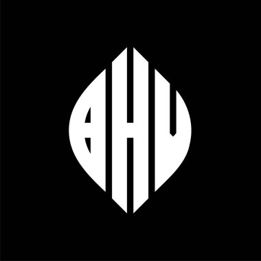 Çember ve elips şekilli BHV daire harf logosu tasarımı. Tipografik biçimli BHV elips harfleri. Üç baş harf daire şeklinde bir logo oluşturuyor. BHV Çember Amblemi Soyut Monogram Harf İşaretleyici Vektörü.