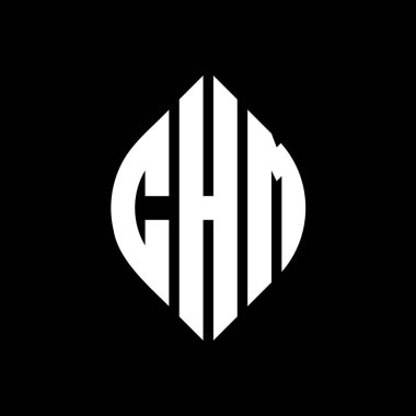 Çember ve elips şekilli CHM daire harf logosu tasarımı. Tipografik tarzda CHM elips harfleri. Üç baş harf daire şeklinde bir logo oluşturuyor. CHM Çember Amblemi Soyut Monogram Harf İşaretleme Vektörü.